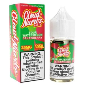 Cloud Nurdz TFN Sour Watermelon Strawberry Nic Salt - (30mL) - e-juice bottle