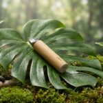 Compact eco-friendly pod vape device on natural green leaf surface