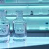 PG and VG liquid bottles with scientific aesthetic